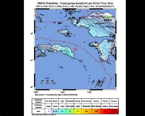 Gempa M5,8 Guncang Pantai Utara Halmahera Maluku