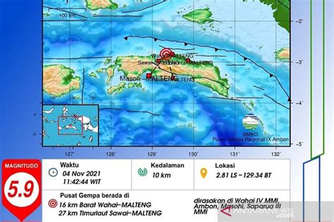 Rangkaian Gempabumi Guncang Halmahera Maluku 13 Kali Gempa Susulan